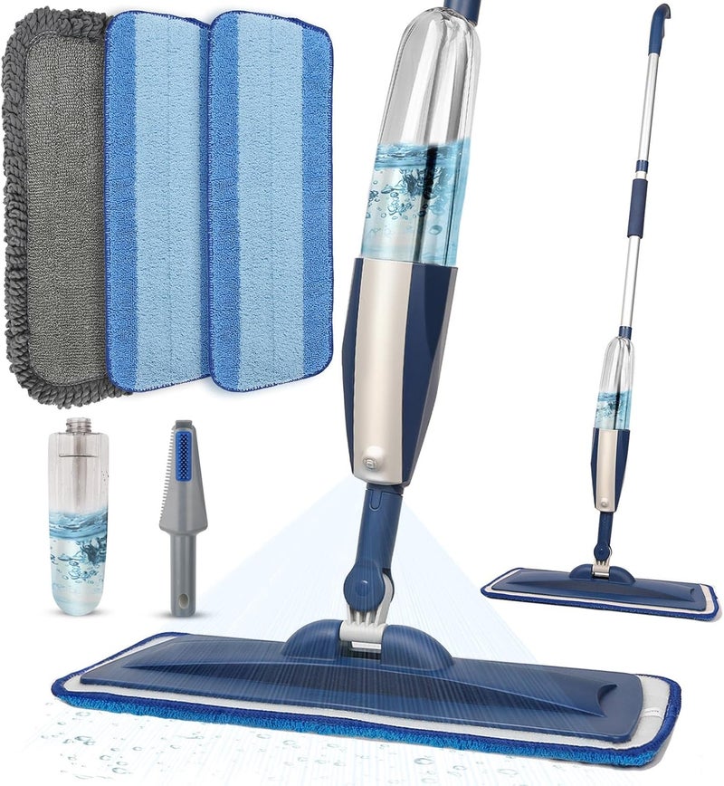 Panda Grip Mops for Floor Cleaning Wet Spray Mop with 14 oz Refillable Bottle and 3 Washable Microfiber Pads Home or Commercial Use Dry Wet Flat Mop for Hardwood Laminate Wood Ceramic - Image 1